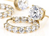 White Cubic Zirconia 18K Yellow Gold Over Sterling Silver Hoop And Stud Earrings Set 10.00ctw