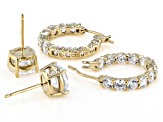 White Cubic Zirconia 18K Yellow Gold Over Sterling Silver Hoop And Stud Earrings Set 10.00ctw
