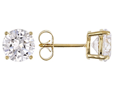 White Cubic Zirconia 18K Yellow Gold Over Sterling Silver Hoop And Stud Earrings Set 10.00ctw