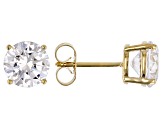 White Cubic Zirconia 18K Yellow Gold Over Sterling Silver Hoop And Stud Earrings Set 10.00ctw