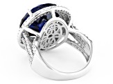 Blue And White Cubic Zirconia Rhodium Over Sterling Silver Ring 23.37ctw