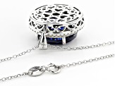 Blue And White Cubic Zirconia Rhodium Over Sterling Silver Pendant With Chain 22.84ctw