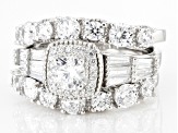 White Cubic Zirconia Rhodium Over Sterling Silver Ring With Bands 3.70ctw