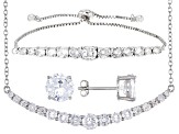 White Cubic Zirconia Rhodium Over Sterling Silver Jewelry Set 13.25ctw