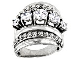 White Cubic Zirconia Rhodium Over Sterling Silver Ring 3.78ctw