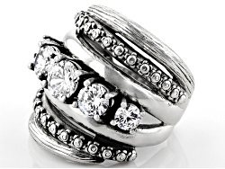 White Cubic Zirconia Rhodium Over Sterling Silver Ring 3.78ctw
