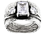 White Cubic Zirconia Rhodium Over Sterling Silver Ring 3.06ctw