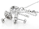 White Cubic Zirconia Rhodium Over Sterling Silver Pendant With Chain And Earrings 7.28ctw