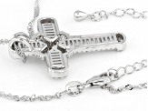White Cubic Zirconia Rhodium Over Sterling Silver Cross Pendant With Chain 3.66ctw