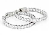 White Cubic Zirconia Rhodium Over Sterling Silver Inside Out Hoop Earrings 9.50ctw