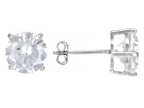 White Cubic Zirconia Rhodium Over Sterling Silver Stud Earrings And Ring With 2 Bands Set 12.00ctw