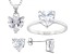 White Cubic Zirconia Rhodium Over Sterling Heart Earrings, Ring, And Pendant With Chain 10.44ctw
