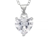 White Cubic Zirconia Rhodium Over Sterling Heart Earrings, Ring, And Pendant With Chain 10.44ctw