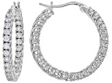 White Cubic Zirconia Rhodium Over Sterling Silver Hoop Earrings- Set of 3 6.22ctw