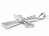 White Cubic Zirconia Rhodium Over Sterling Silver Cross Pendant With Chain 1.00ctw