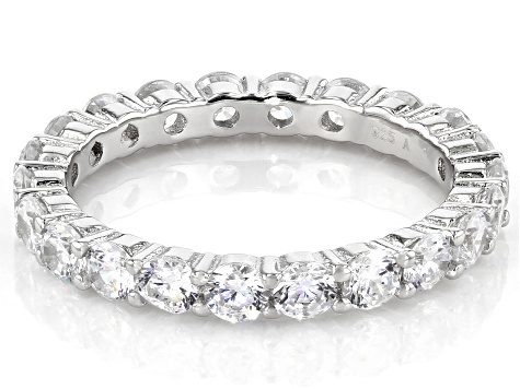 White Cubic Zirconia Rhodium Over Sterling Silver Eternity Band Ring 3.30