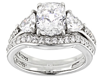 Picture of White Cubic Zirconia Platinum Over Sterling Ring With Band 4.03ctw