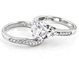 White Cubic Zirconia Platinum Over Sterling Ring With Band 4.03ctw