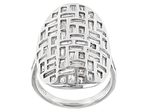 White Cubic Zirconia Rhodium Over Sterling Silver Ring 5.41ctw
