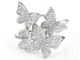 White Cubic Zirconia Rhodium Over Sterling Silver Butterfly Ring 1.46ctw