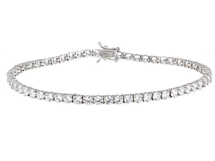 White Cubic Zirconia Rhodium Over Sterling Silver Anklet