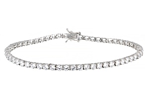 White Cubic Zirconia Rhodium Over Sterling Silver Anklet 25.16ctw
