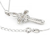 White Cubic Zirconia Rhodium Over Sterling Silver Cross Pendant With Chain 2.00ctw