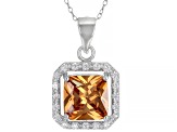 Champagne And White Cubic Zirconia Rhodium Over Sterling Silver Pendant With Chain 4.42ctw