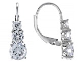 White Cubic Zirconia Rhodium Over Sterling Silver Ring And Earrings Set 6.50