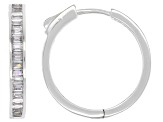 White Cubic Zirconia Rhodium Over Sterling Silver Inside Out Hoop Earrings 3.36ctw