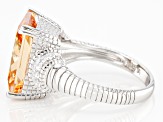 Champagne And White Cubic Zirconia Rhodium Over Sterling Silver Ring 12.40ctw