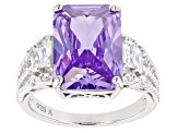 Purple And White Cubic Zirconia Rhodium Over Sterling Silver Ring 12.49ctw