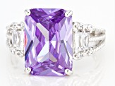 Purple And White Cubic Zirconia Rhodium Over Sterling Silver Ring 12.49ctw