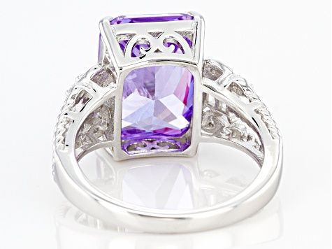 Purple And White Cubic Zirconia Rhodium Over Sterling Silver Ring 12.49ctw