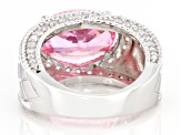 Pink And White Cubic Zirconia Rhodium Over Sterling Silver Ring 9.45ctw