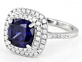 Blue And White Cubic Zirconia Rhodium Over Sterling Silver Ring 3.00ctw