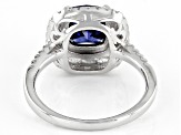 Blue And White Cubic Zirconia Rhodium Over Sterling Silver Ring 3.00ctw