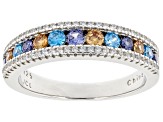 Multicolor Cubic Zirconia Rhodium Over Sterling Silver Ring 2.95ctw