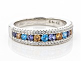 Multicolor Cubic Zirconia Rhodium Over Sterling Silver Ring 2.95ctw