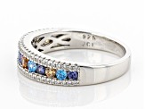 Multicolor Cubic Zirconia Rhodium Over Sterling Silver Ring 2.95ctw