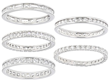 White Cubic Zirconia Rhodium Over Sterling Silver Eternity Band Ring 3.30