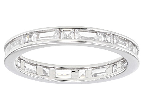 White Cubic Zirconia Rhodium Over Sterling Silver Eternity Band Rings- Set of 5 6.80ctw