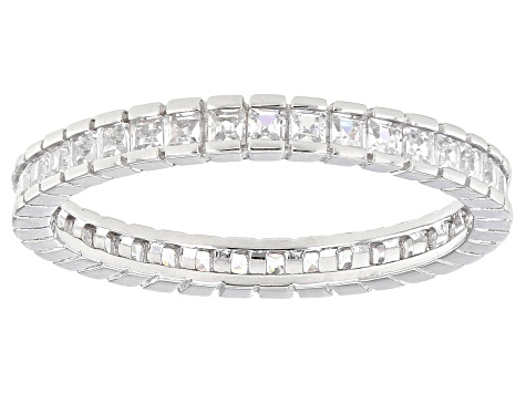 White Cubic Zirconia Rhodium Over Sterling Silver Eternity Band Rings- Set of 5 6.80ctw