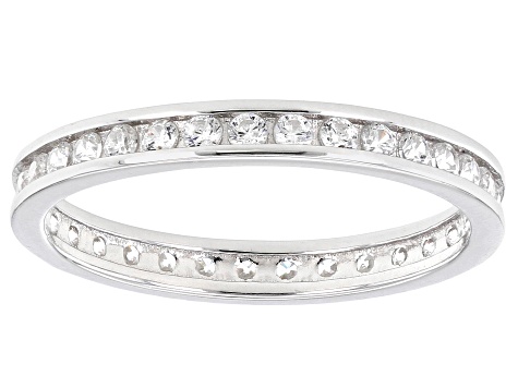 White Cubic Zirconia Rhodium Over Sterling Silver Eternity Band Rings- Set of 5 6.80ctw