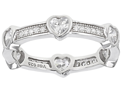 White Cubic Zirconia Rhodium Over Sterling Silver Heart Ring And Stud Earrings Set 2.75ctw