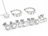 White Cubic Zirconia Rhodium Over Sterling Silver Necklace And Earrings- Set of 5