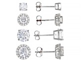 White Cubic Zirconia Rhodium Over Sterling Silver Necklace And Earrings- Set of 5