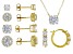 White Cubic Zirconia 18K Yellow Gold Over Sterling Silver Necklace And Earrings- Set of 5.