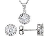 White Cubic Zirconia Rhodium Over Sterling Silver Earrings And Pendant With Chain 3.72ctw