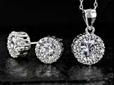 White Cubic Zirconia Rhodium Over Sterling Silver Earrings And Pendant With Chain 3.72ctw